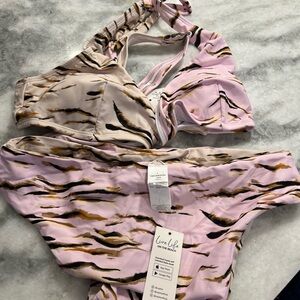 Live Life On The Beach Pink Tiger Print Bikini